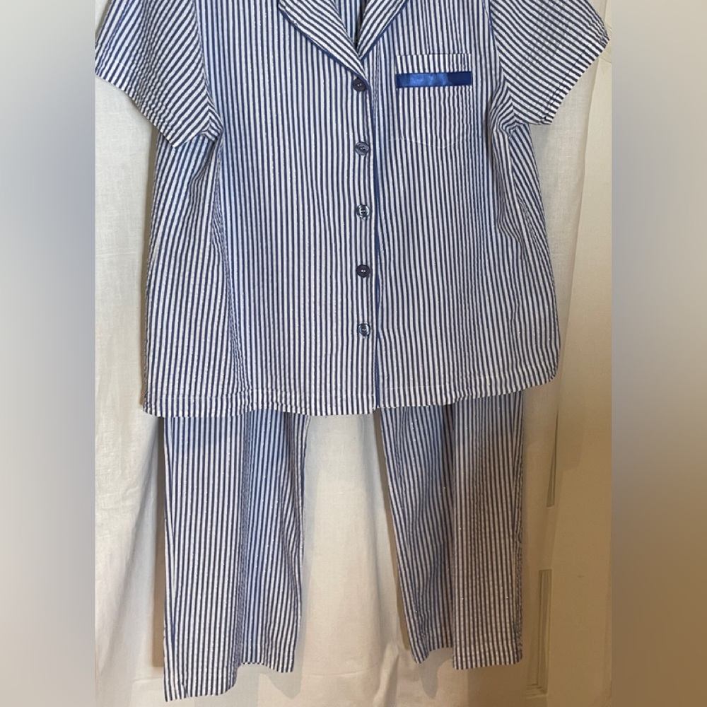 Cynthia Rowly striped pajamas with glitter